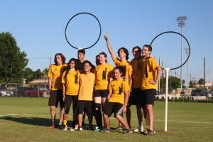 When the Hufflepuff team  won the Texas State Quidditch House Cup Tournament of 2016.  They won a House Cup trophy with a yellow ribbon on it. 